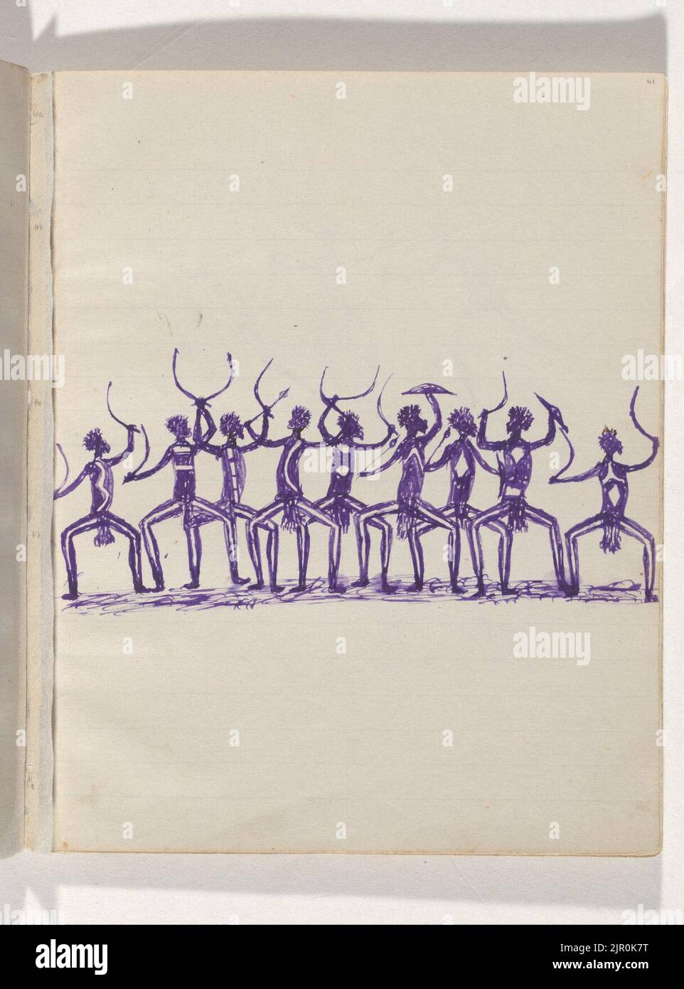 Tommy McRae - Kwatkwat People - (Corroboree) Sketchbook principalmente di attività di Aborigeni e Bianchi Foto Stock