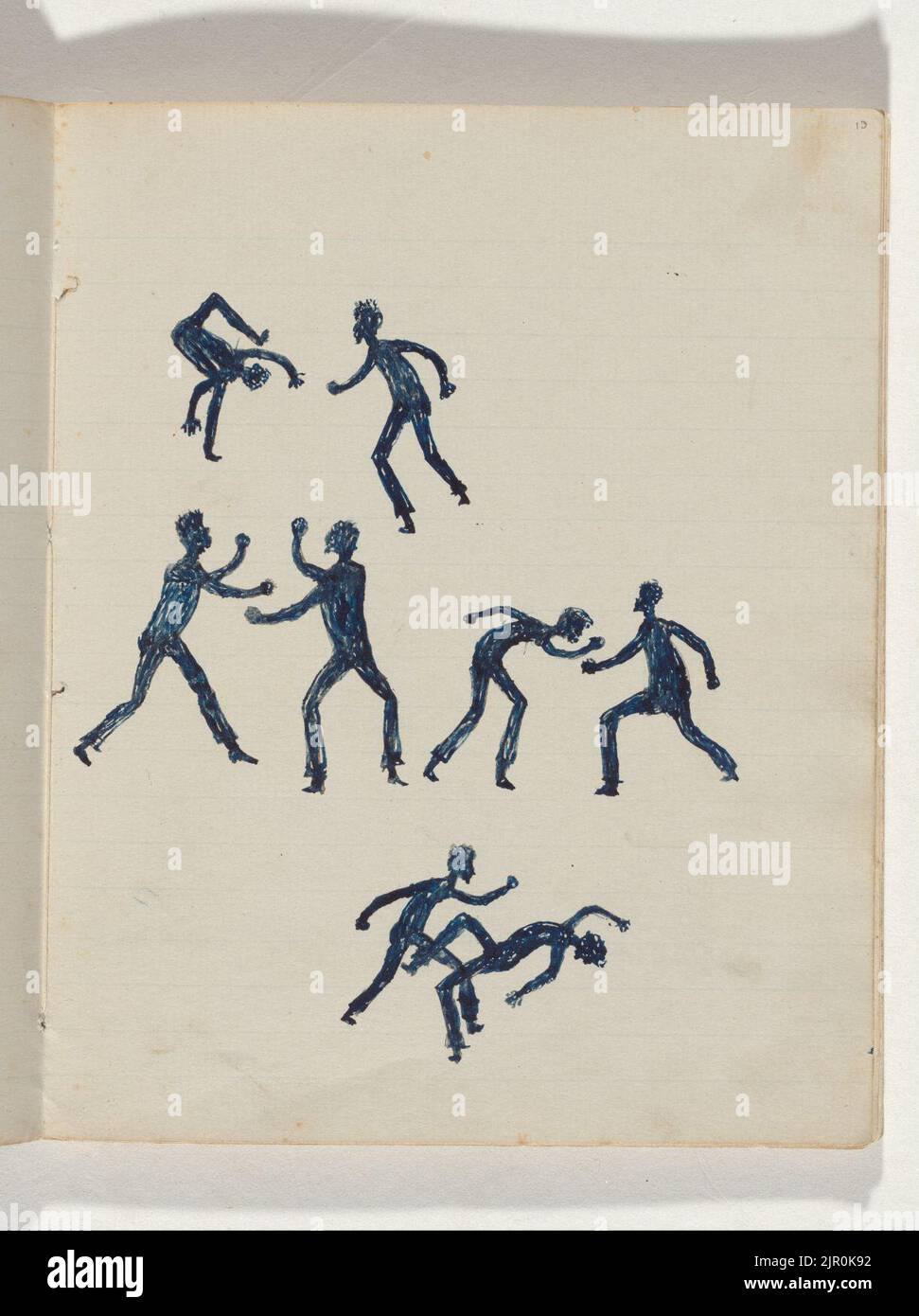 Tommy McRae - Kwatkwat People - (Men boxing) Sketchbook principalmente di attività di aborigeni e bianchi Foto Stock