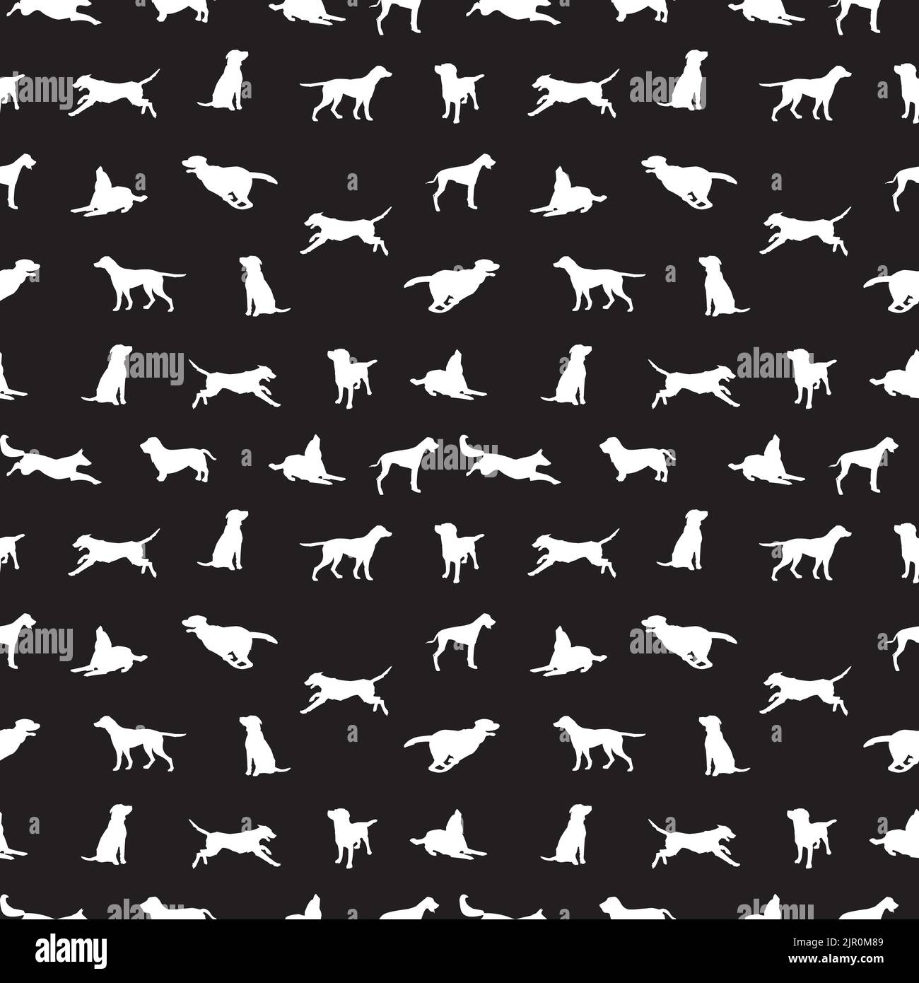 Modello senza cuciture di animali domestici e proprietari in possesso o a piedi un cane, concetti Barkitecture in bianco e nero Illustrazione Vettoriale