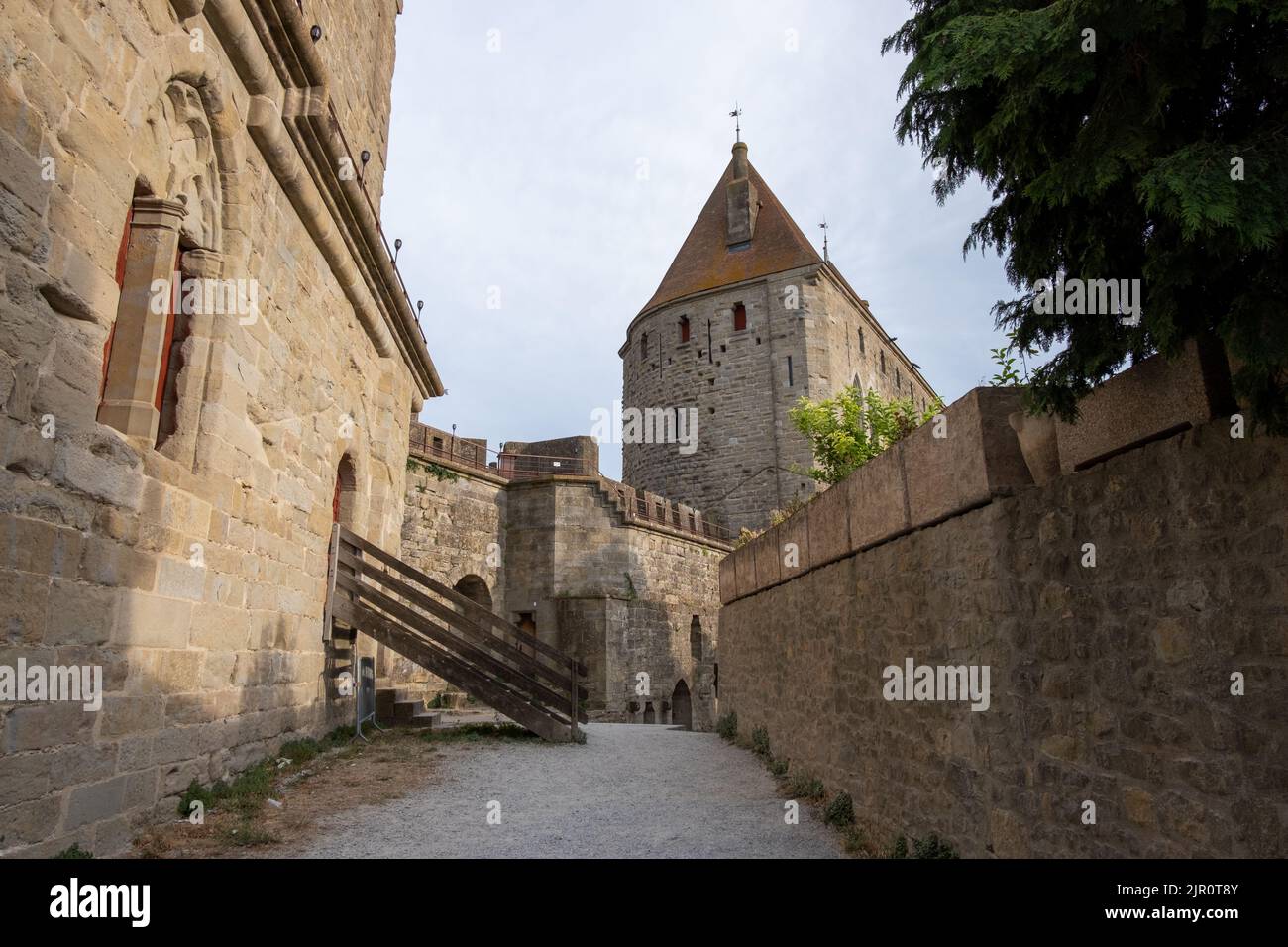 Carcassonne è cittadella medievale nel sud della Francia Foto Stock