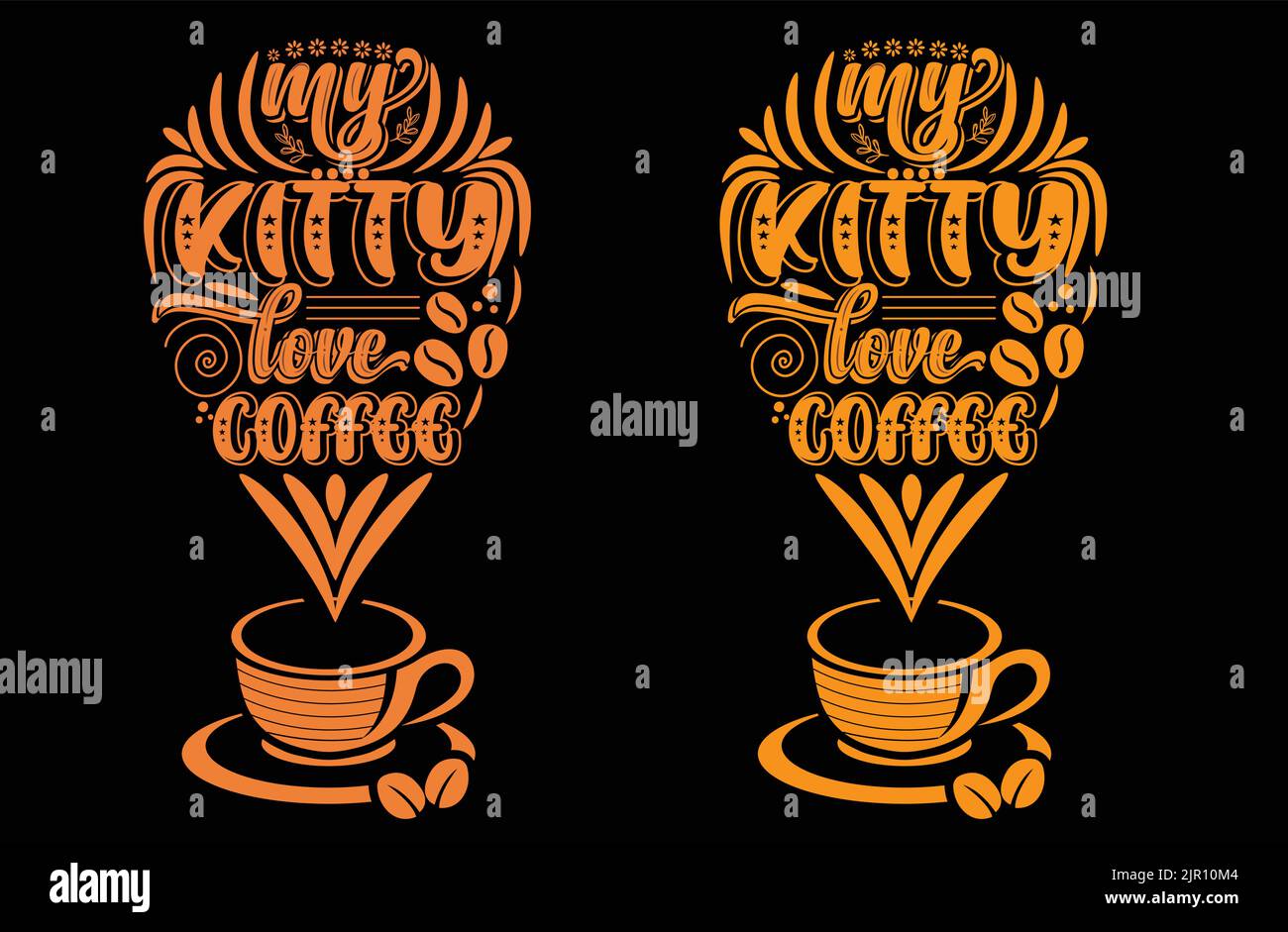 Il mio amore kitty caffè tipografia arte di scrittura Illustrazione Vettoriale