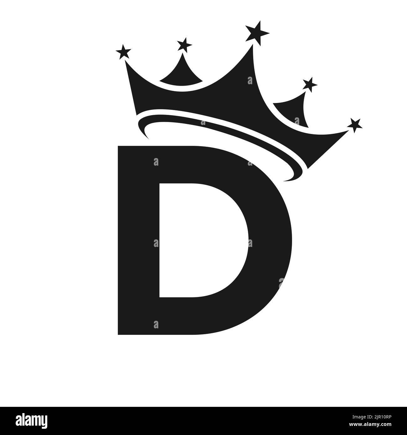 Logo della Corona lettera D. Logo Crown sulla lettera D modello vettoriale per Beauty, Fashion, Star, Elegant, Luxury Sign Illustrazione Vettoriale