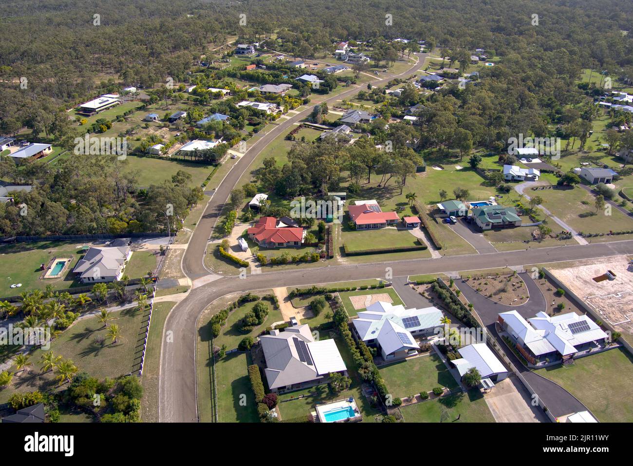Antenna di sviluppo urbano Broadacre sulla costa sud di Tannum Sands Queensland Australia Foto Stock