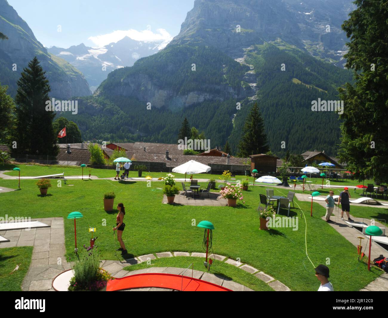 Mini-golf, Grindelwald, Oberland Bernese, Svizzera. Foto Stock