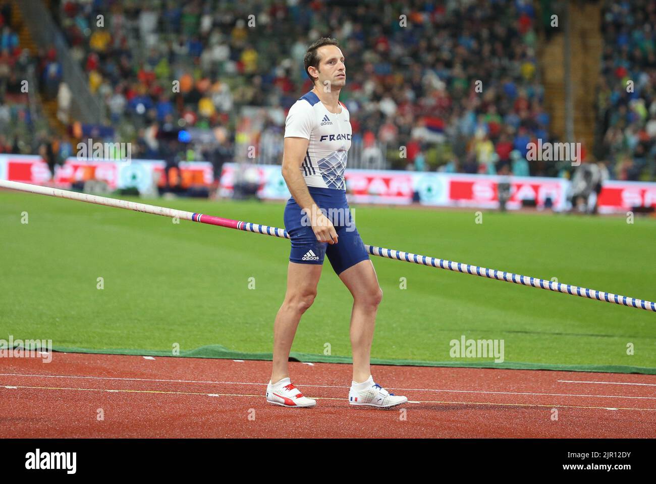 Renaud Lavillenie di Francia durante l'Atletica, la volta dell'asta degli uomini ai campionati europei di Monaco 2022 il 20 agosto 2022 a Monaco, Germania - Foto: Laurent Lairys/DPPI/LiveMedia Foto Stock