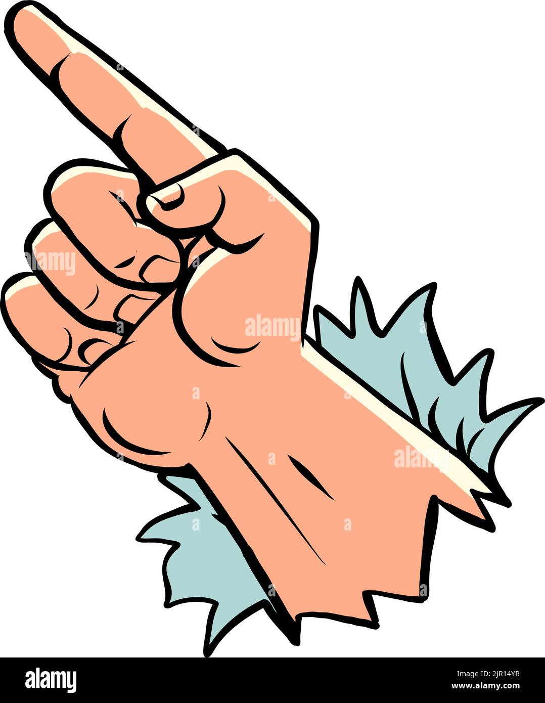 dito indice maschio, puntatore di direzione della mano del simbolo. Gesto rigoroso, tocco Illustrazione Vettoriale