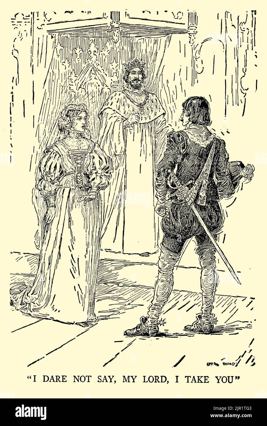 Non oserei dire, mio Signore, io ti prendo - ALl'S BENE CHE FINISCE BENE dal libro ' Tales from Shakespeare ' di William Shakespeare edito da Charles e Mary Lamb illustrato da Louis Rhead, editore New York, Londra, Harper & Bros nel 1918 Foto Stock