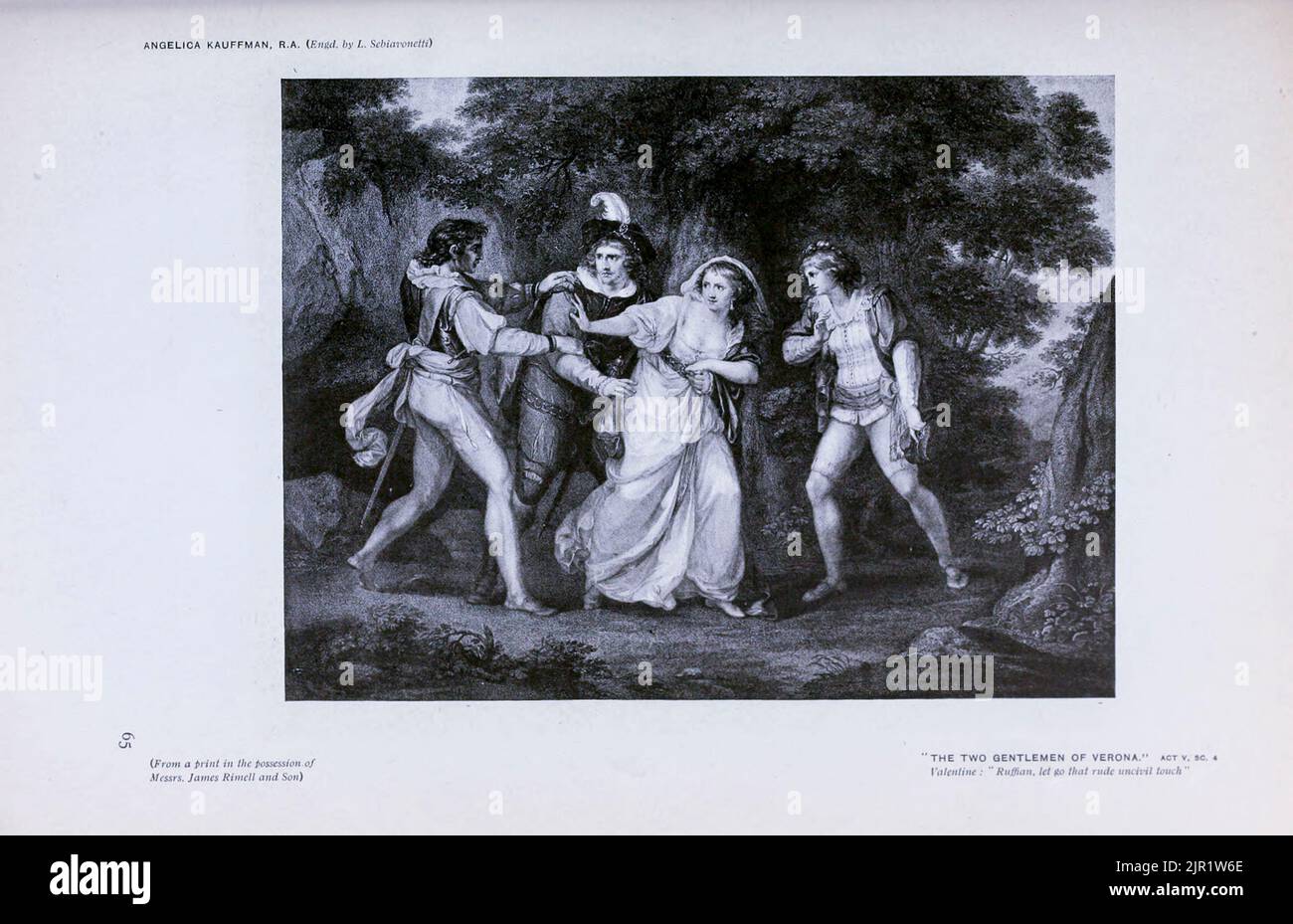 The Two Gentlemen of Verona Act V SC 4 Valentine : Ruffian, Let go that Rude uncivil tocco dal libro ' Shakespeare in arte pittorica ' di Salaman, Malcolm Charles, 1855-1940; Holme, Charles, 1848-1923 Data di pubblicazione 1916 Editore London, New York [etc.] : 'The Studio' ltd. Foto Stock