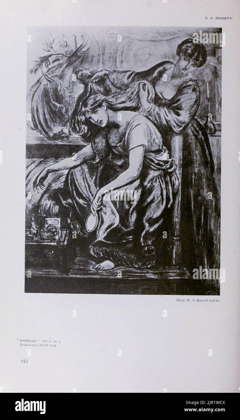 ATTO OTHELLO IV. SC. 3 Cantico della morte di Desdemona di D. G. Rossetti dal libro " Shakespeare in arte pittorica " di Salaman, Malcolm Charles, 1855-1940; Holme, Charles, 1848-1923 Data di pubblicazione 1916 Editore London, New York [etc.] : 'The Studio' ltd. Foto Stock