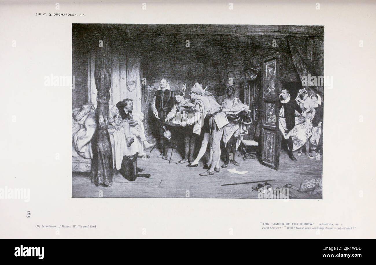 La Taming of the Shrew di Sir W. Q. Orchardson dal libro ' Shakespeare in arte pittorica ' di Salaman, Malcolm Charles, 1855-1940; Holme, Charles, 1848-1923 Data di pubblicazione 1916 Editore London, New York [etc.] : 'The Studio' ltd. Foto Stock