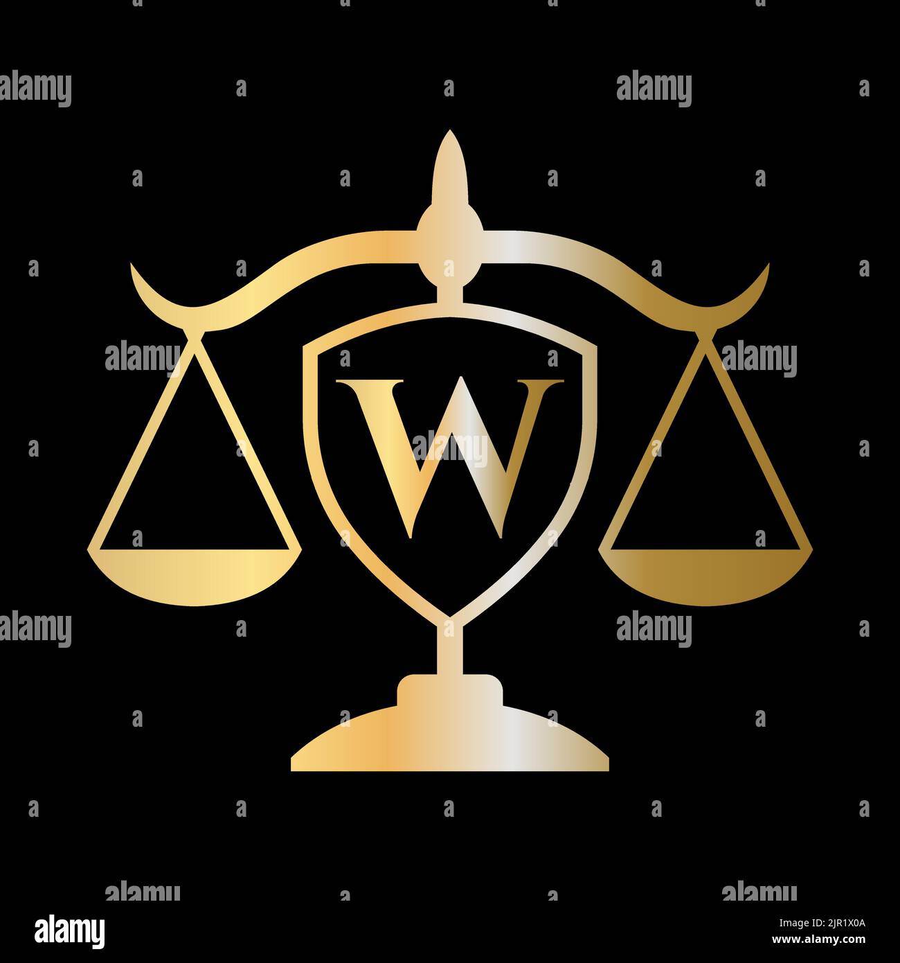Lettera iniziale W Logo dello studio legale. Logo legale e Avvocati in alfabeto lettera W concetto Illustrazione Vettoriale