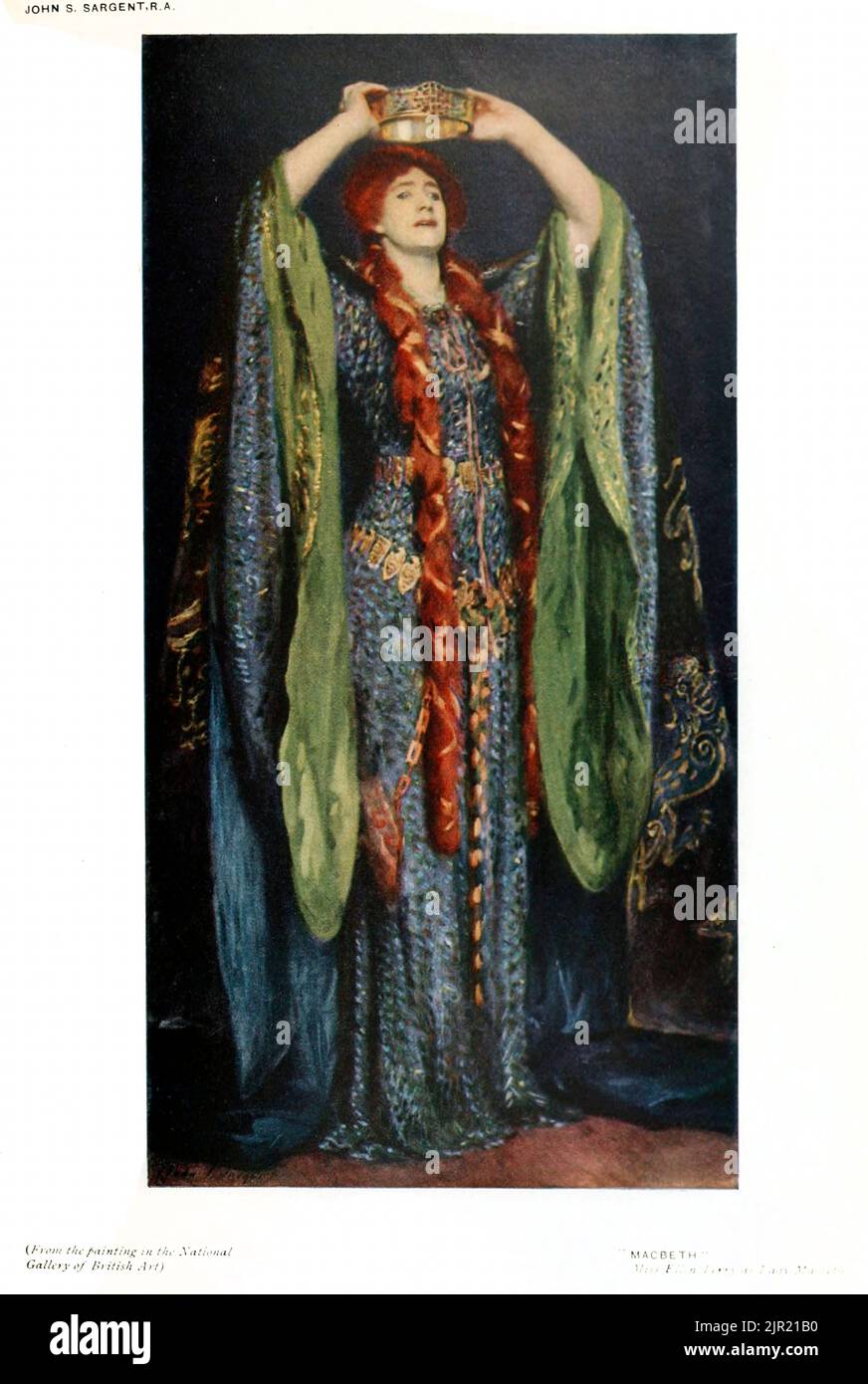 Miss Ellen Terry come Lady Macbeth 1888 di JOHN S. SARGENT dal libro ' Shakespeare in arte pittorica ' di Salaman, Malcolm Charles, 1855-1940; Holme, Charles, 1848-1923 Data di pubblicazione 1916 Editore London, New York [etc.] : 'The Studio' ltd. Foto Stock