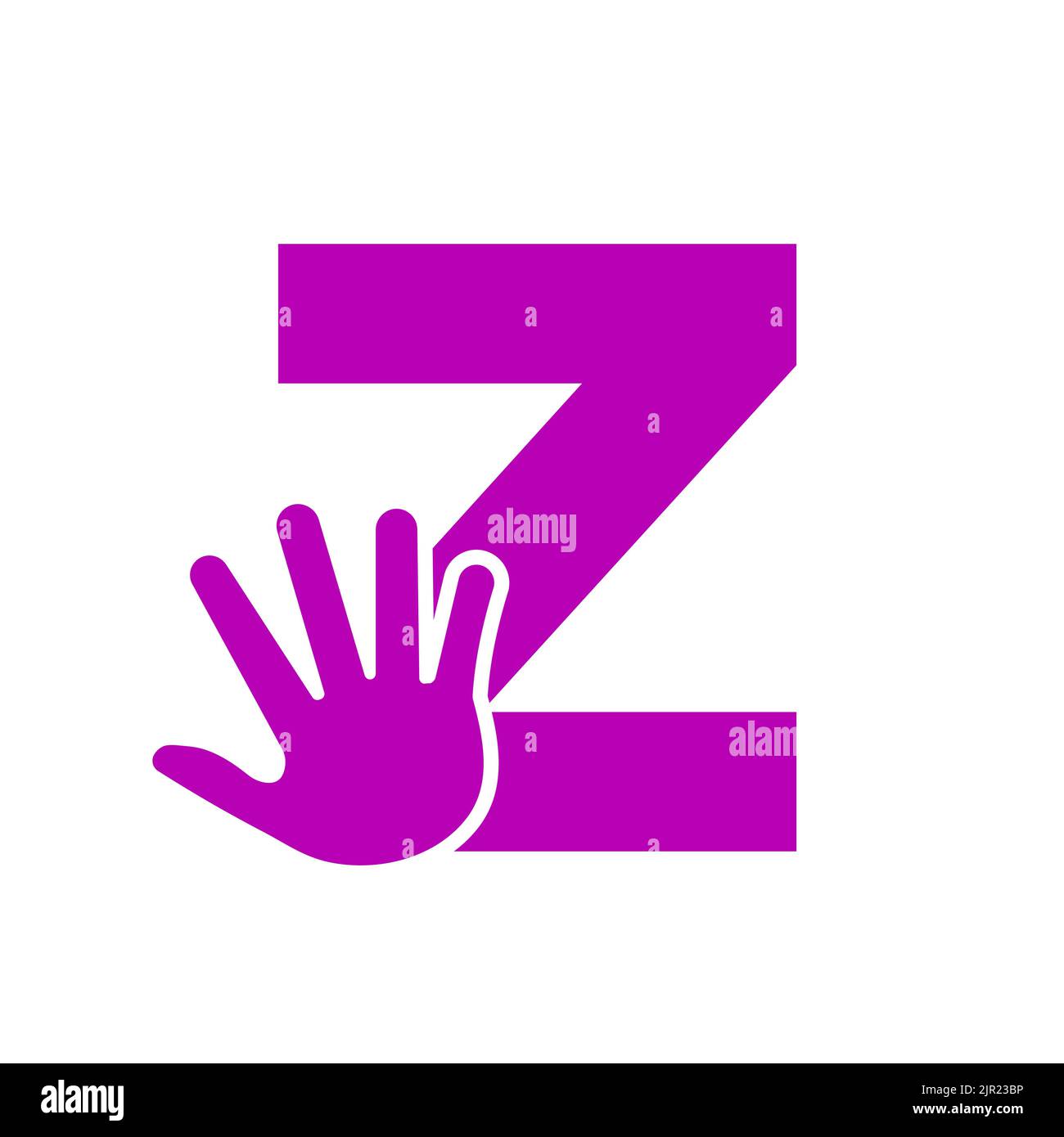 Logo lettera Z per la cura della mano, simbolo di beneficenza e simbolo di donazione modello vettoriale Illustrazione Vettoriale