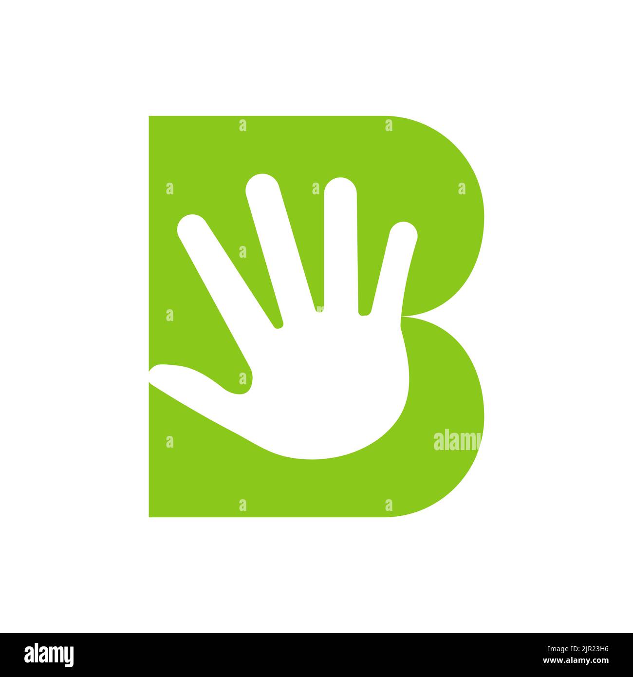 Logo lettera B per la cura della mano, simbolo di beneficenza e simbolo di donazione modello vettoriale Illustrazione Vettoriale