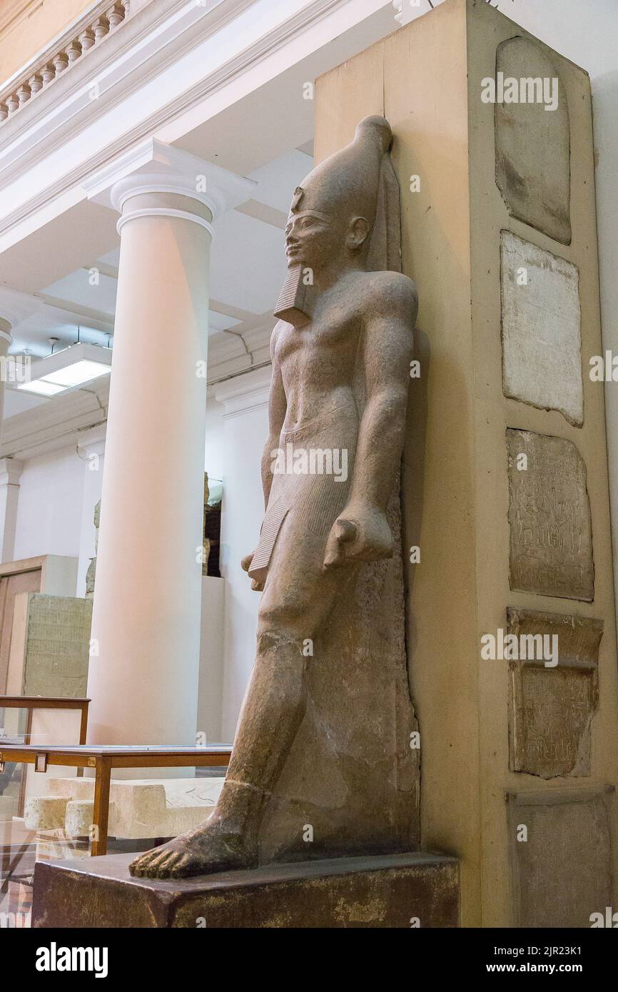 Cairo, Museo Egizio, statua colossale di Sesostris / Senusret I. Foto Stock