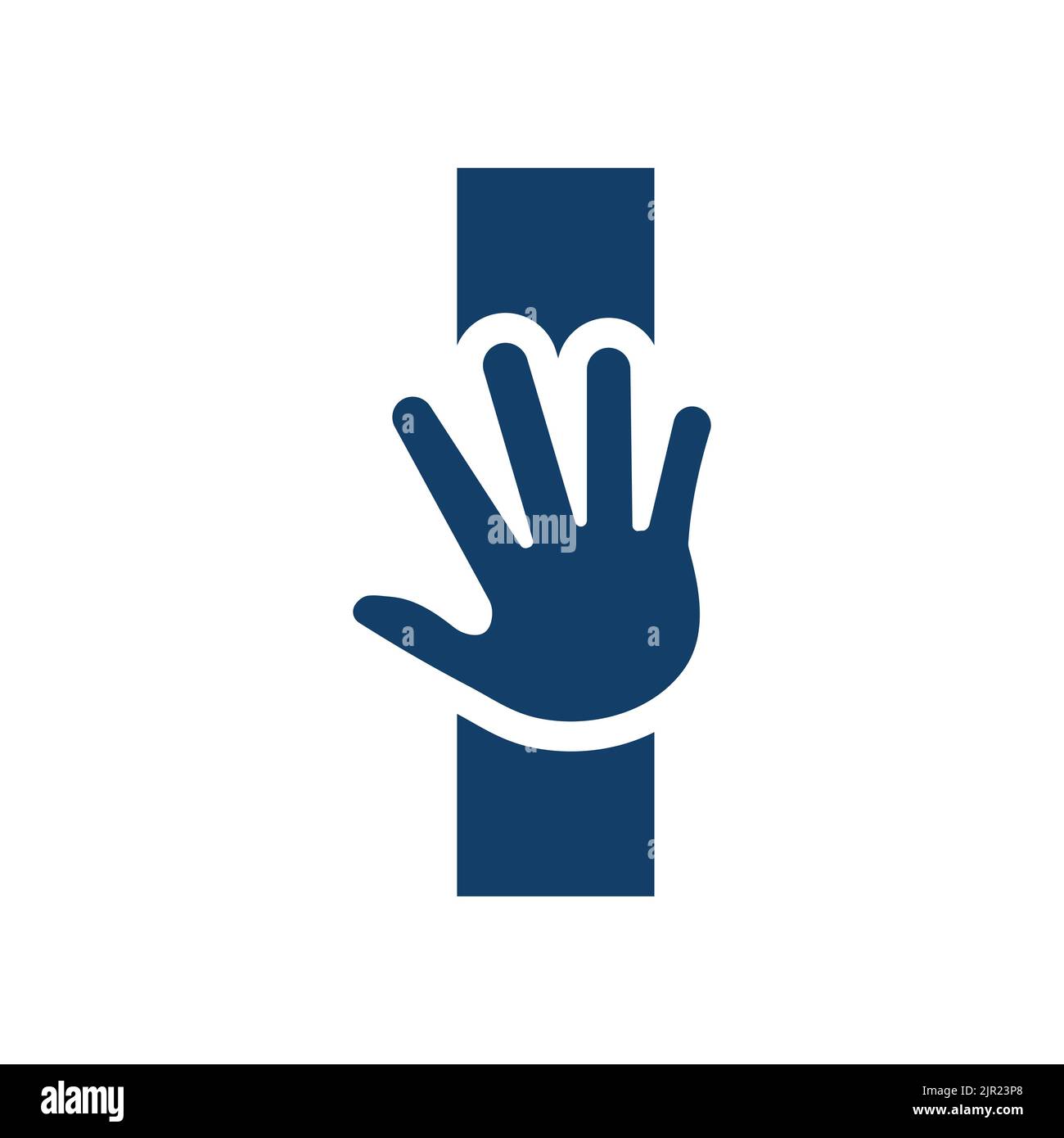 Il logo lettera i Hand per la cura della mano, il simbolo di beneficenza e la donazione modello vettoriale del logo simbolo Illustrazione Vettoriale