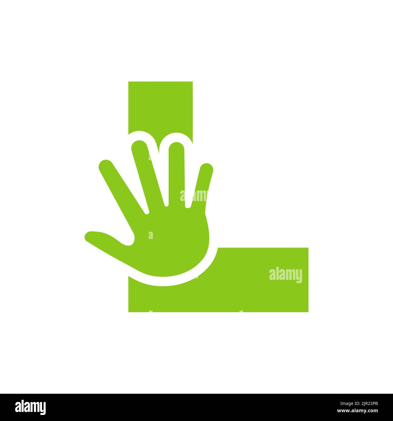 Logo lettera L per la cura della mano, simbolo di beneficenza e simbolo di donazione modello vettoriale Illustrazione Vettoriale