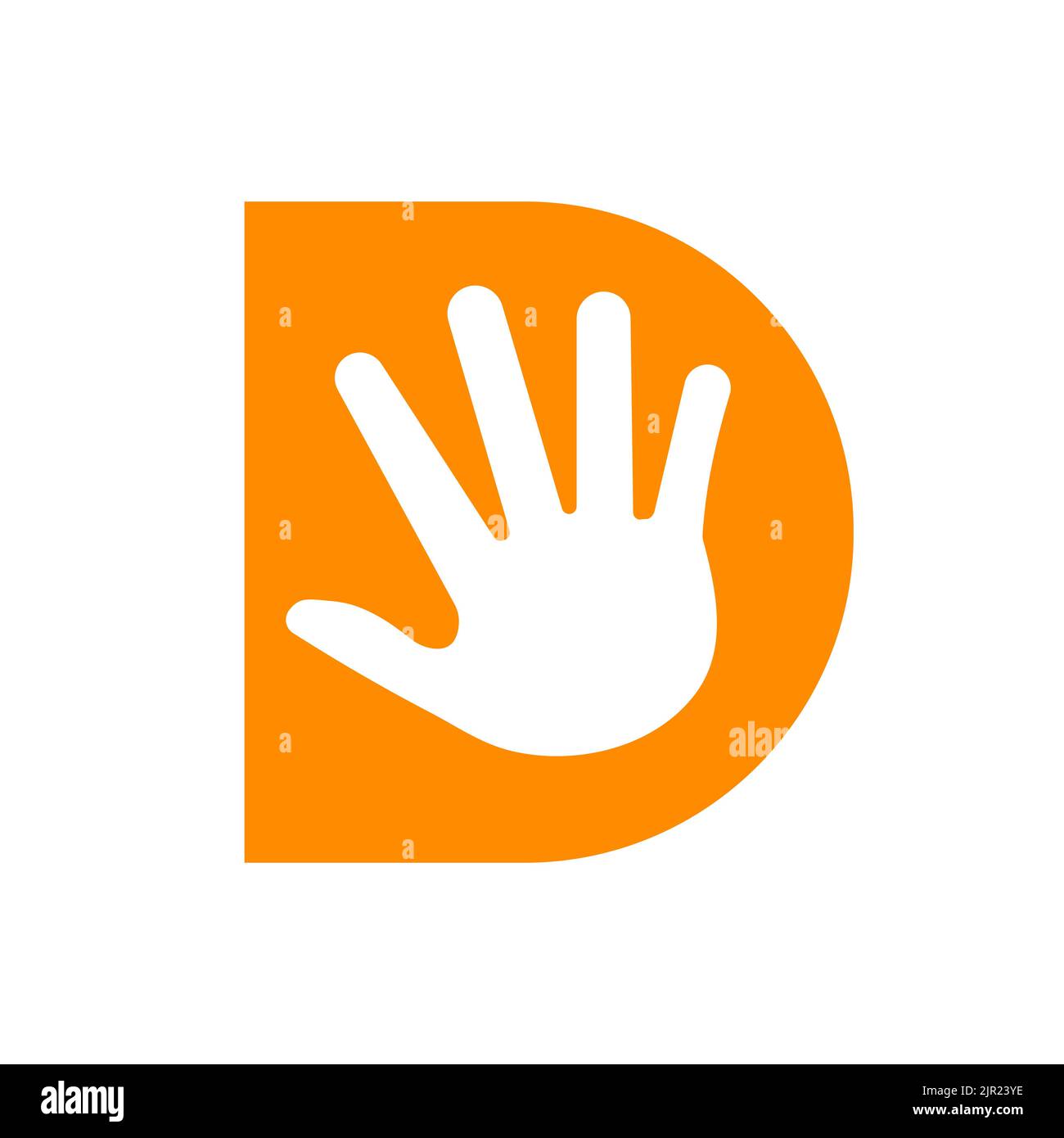 Logo lettera D per la cura della mano, simbolo di beneficenza e simbolo di donazione modello vettoriale Illustrazione Vettoriale