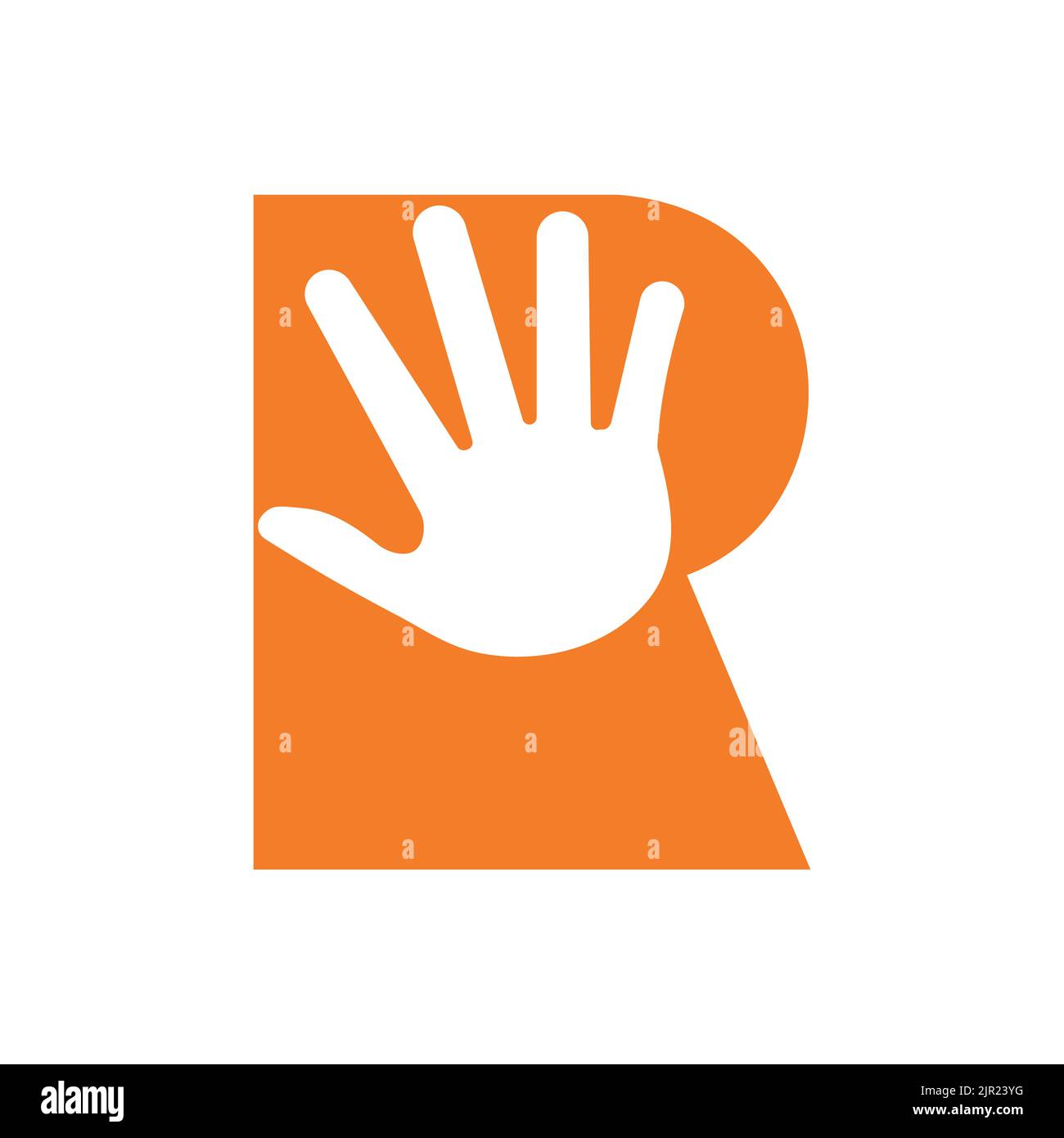 Logo lettera R per la cura della mano, simbolo di beneficenza e simbolo di donazione modello vettoriale Illustrazione Vettoriale