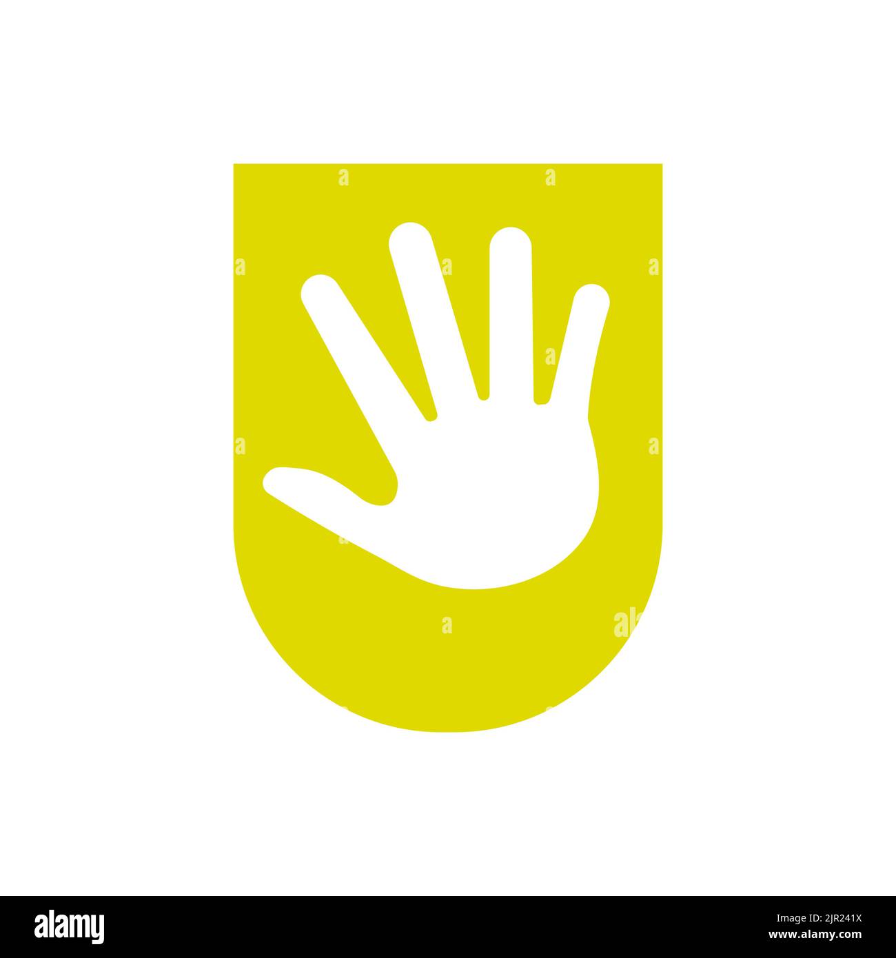 Logo lettera U per la cura della mano, simbolo di beneficenza e simbolo di donazione modello vettoriale Illustrazione Vettoriale