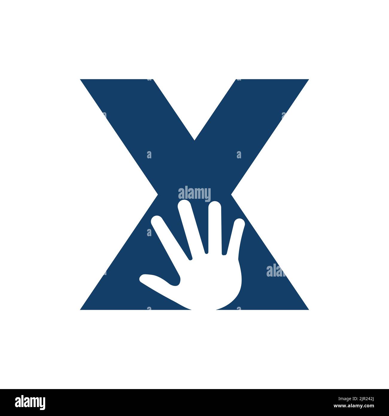 Logo lettera X per la cura della mano, simbolo di beneficenza e simbolo di donazione modello vettoriale Illustrazione Vettoriale
