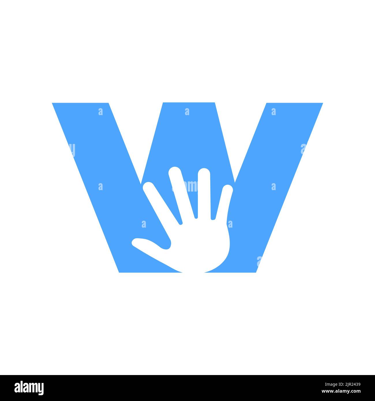Logo lettera W per la cura della mano, il simbolo di beneficenza e la donazione modello vettoriale del logo simbolo Illustrazione Vettoriale
