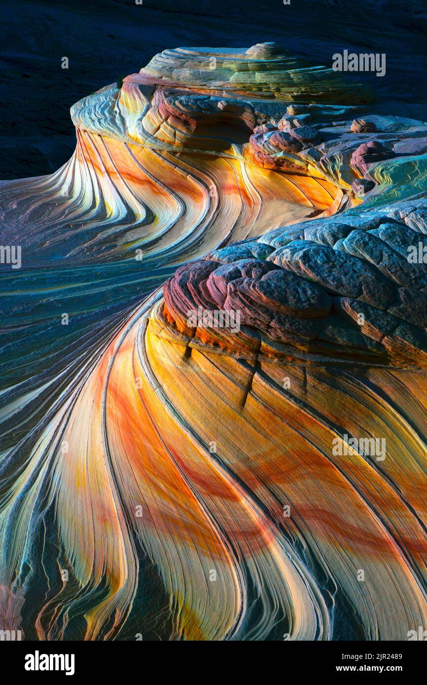 L'onda North Coyote Buttes Arizona nel Canyon Paria Vermiglio scogliere deserto dell'altopiano del Colorado Foto Stock