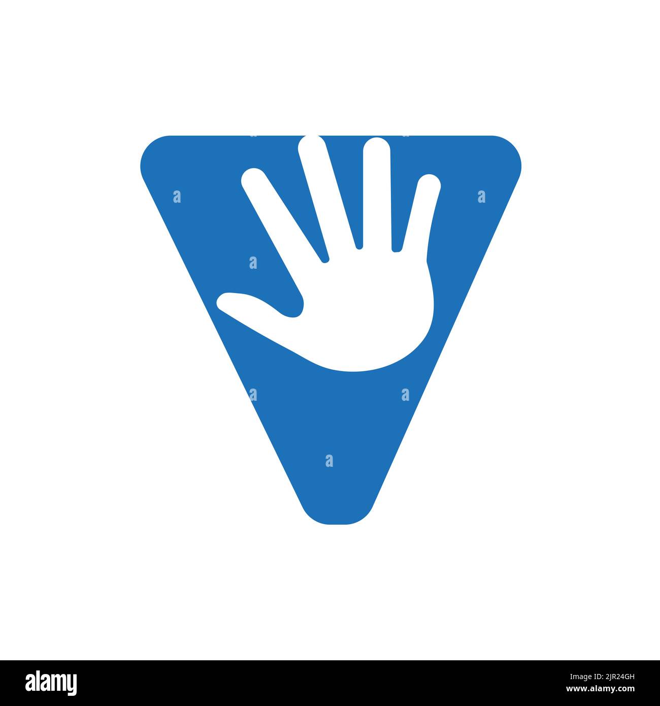 Logo lettera V per la cura della mano, simbolo di beneficenza e simbolo di donazione modello vettoriale Illustrazione Vettoriale