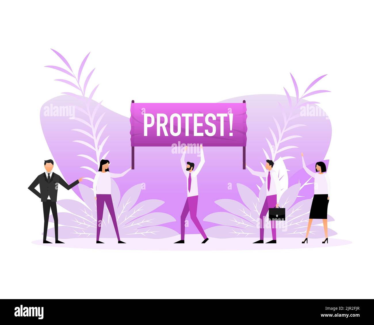 Persone in possesso di un poster con testo di protesta. Illustrazione vettoriale. Illustrazione Vettoriale