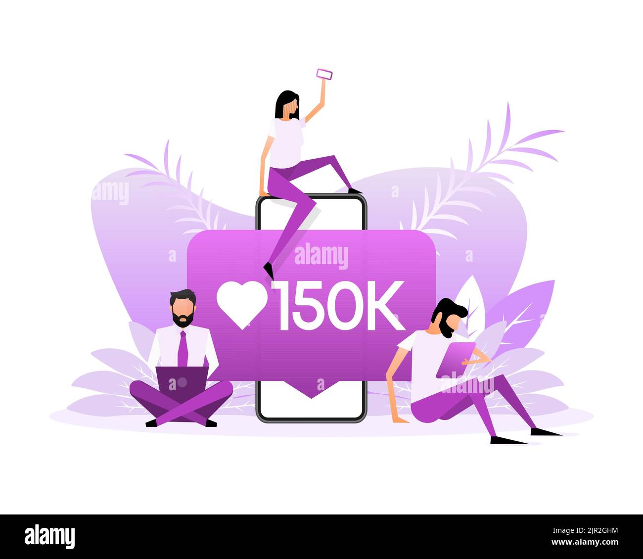 150 seguaci con gente di stile piatto. Illustrazione vettoriale Illustrazione Vettoriale