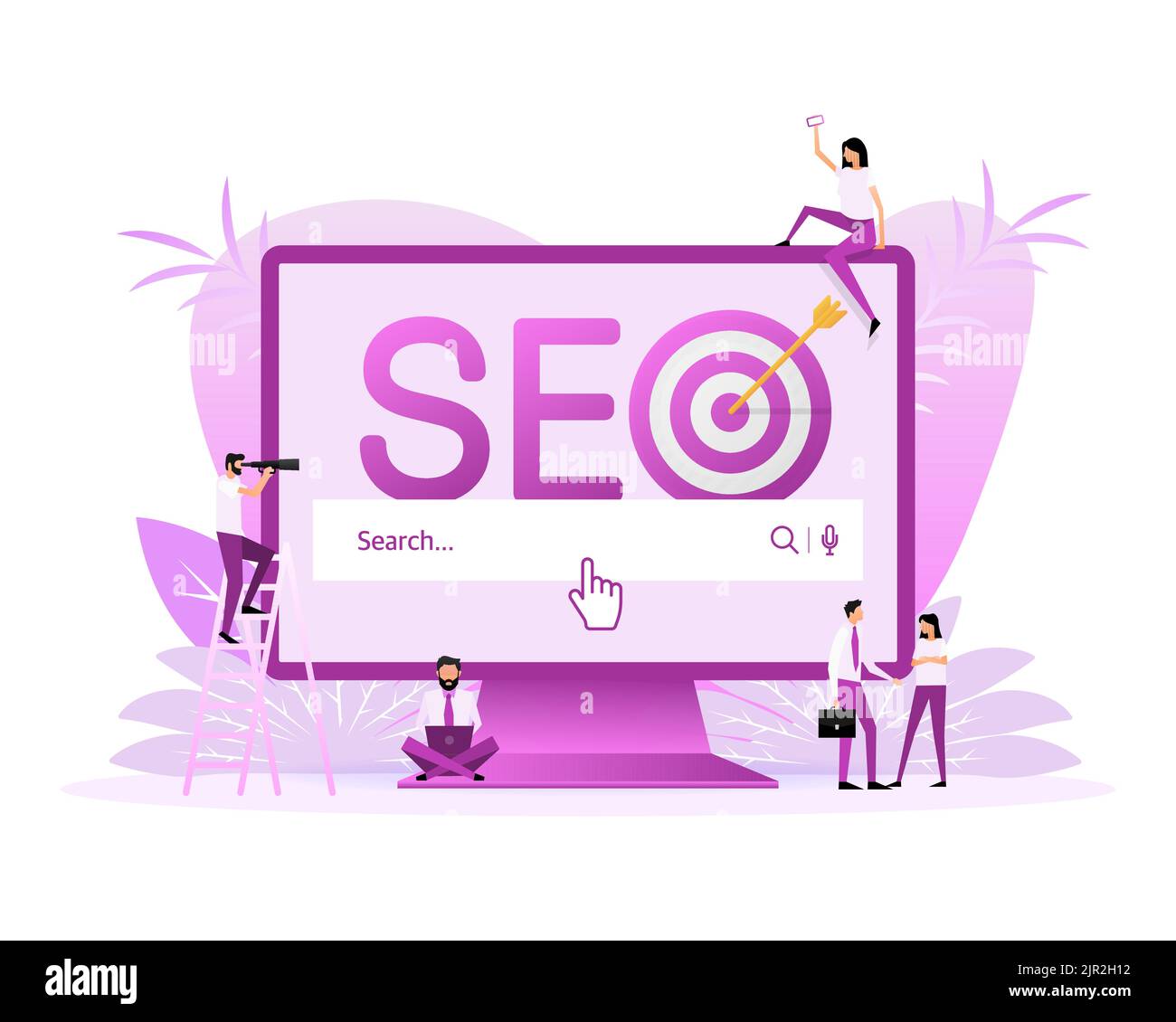 Marketing sui social media. Illustrazione piatta. Illustrazione isometrica. Design piatto Illustrazione Vettoriale