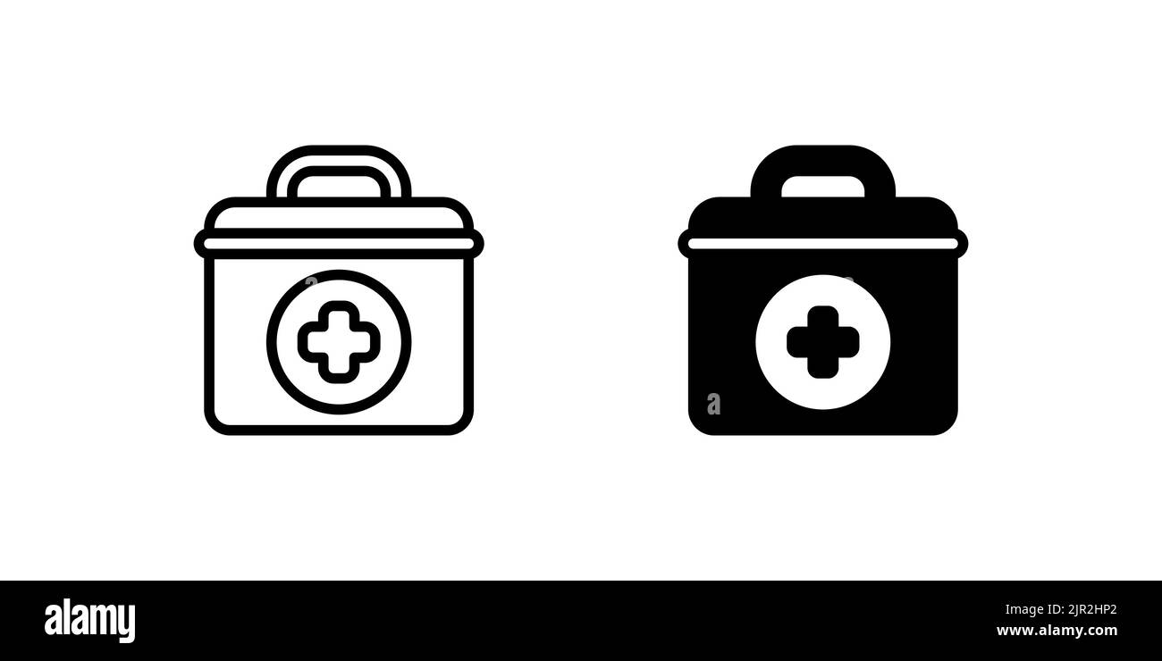 Due icone di pronto soccorso per fornire assistenza medica Illustrazione Vettoriale