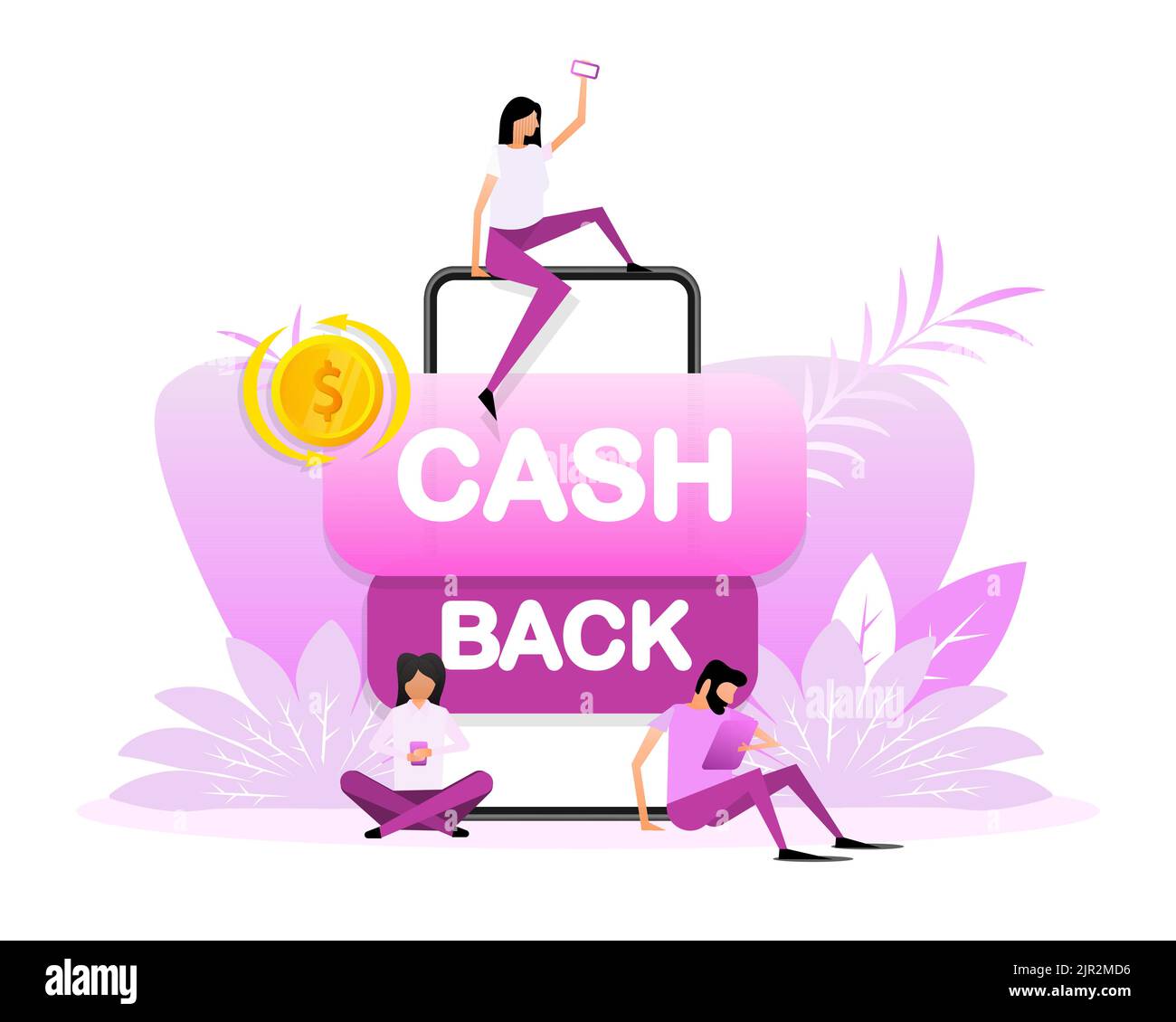 Cash back persone, grande design per tutti gli scopi. Investimenti finanziari Illustrazione Vettoriale