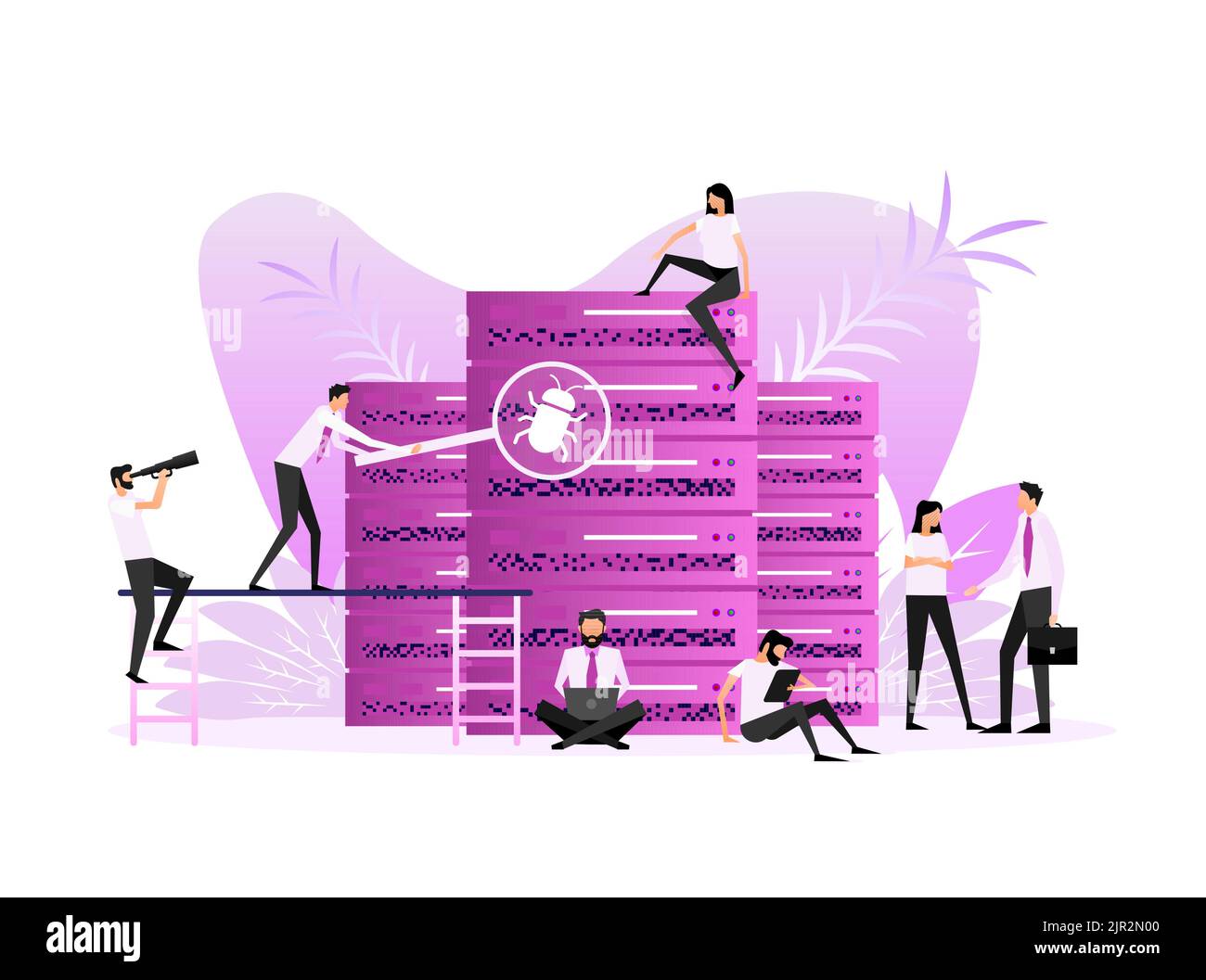 Personale dei data center. Disegno digitale di illustrazione vettoriale Illustrazione Vettoriale