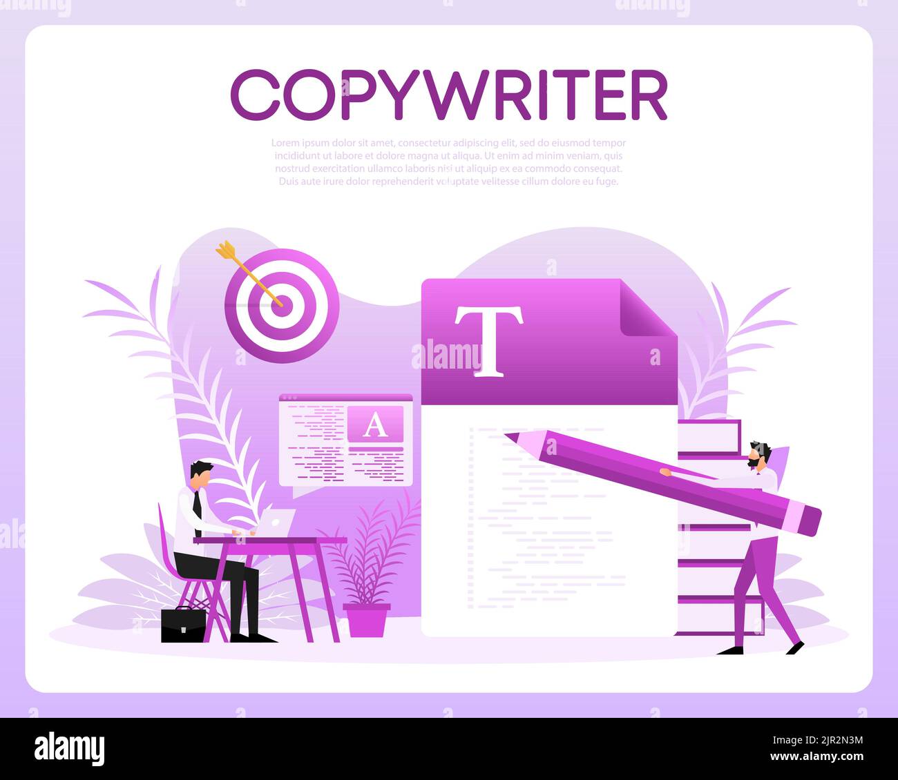 Copywriting, scrittura icona. Fare contenuti preziosi e lavorare come freelance Illustrazione Vettoriale