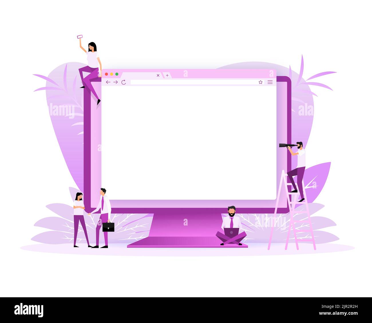 Laptop pagina Web. Pagina di destinazione. Schermo della finestra Web mockup. Illustrazione Vettoriale