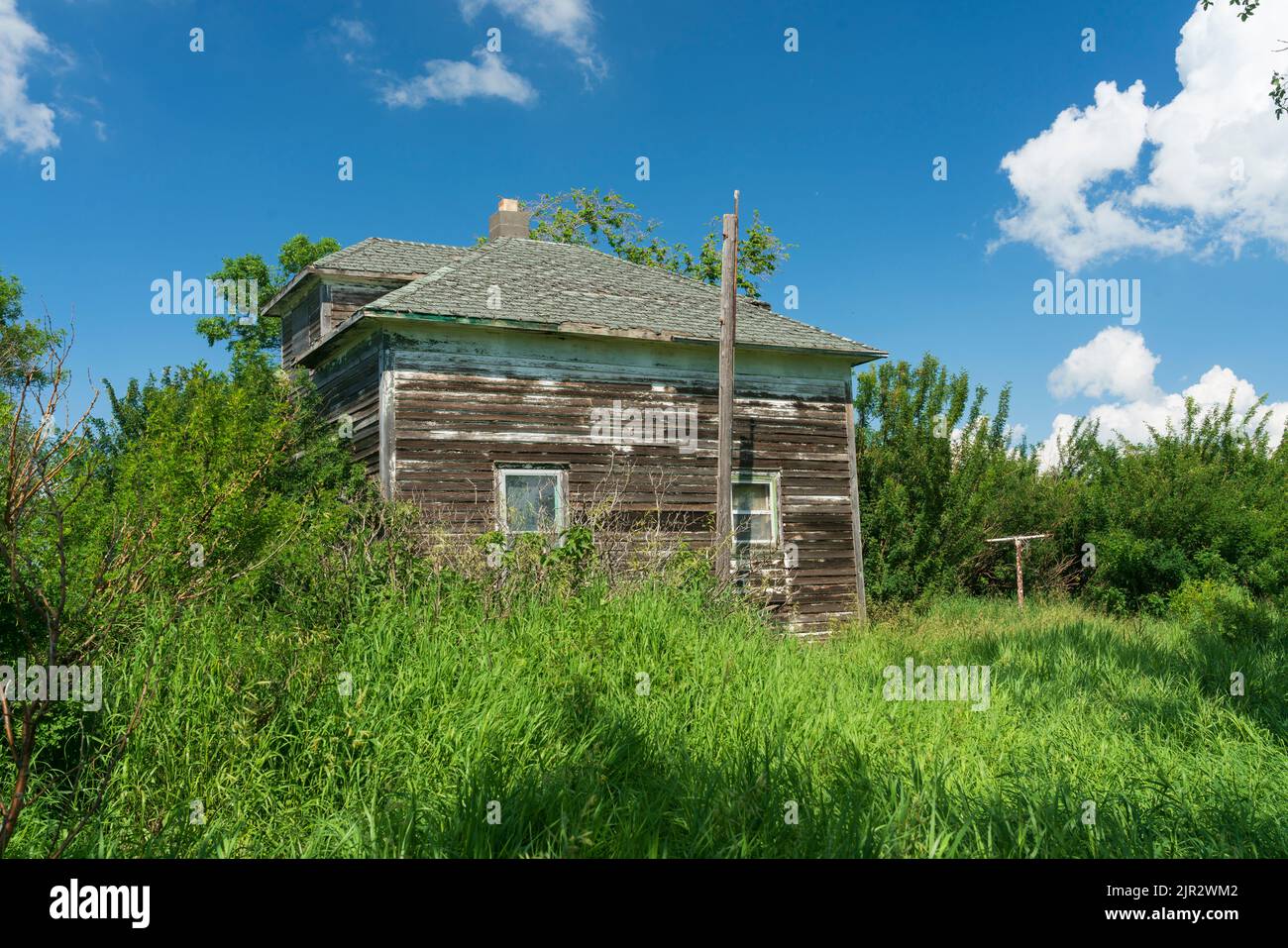 Edifici abbandonati nella città fantasma di Bromhead, Saskatchewan, Canada. Foto Stock