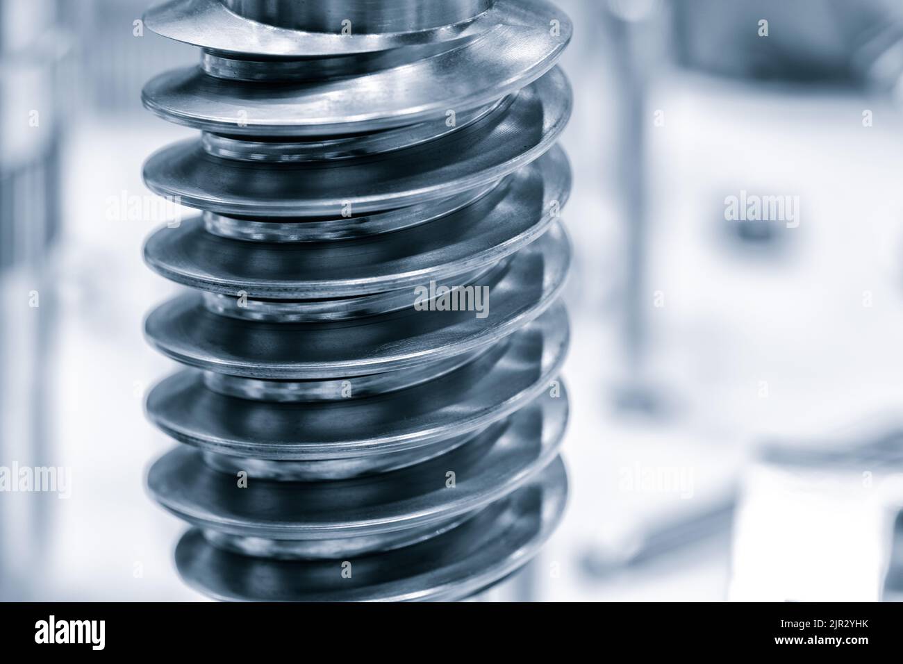 La vite in metallo dettagli del design industriale background, concetto di tecnologia ingegneristica Foto Stock