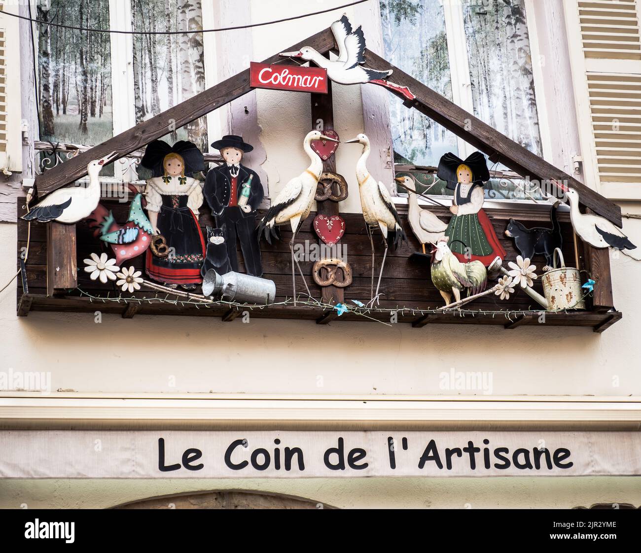 Vetrine, centro storico di Colmar, Francia Foto Stock