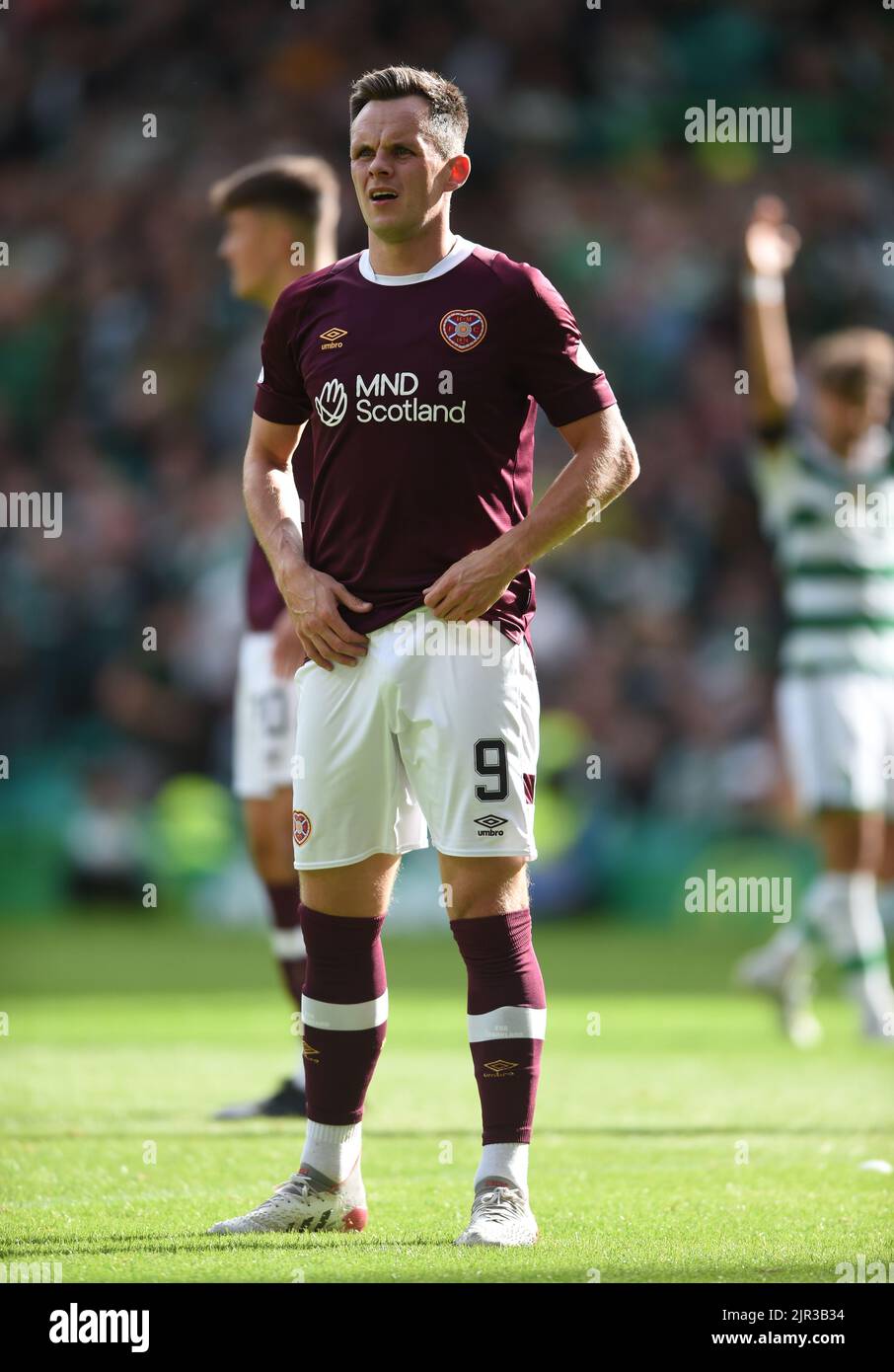 Glasgow, Scozia, 21st agosto 2022. Lawrence Shankland of Hearts durante la partita Cinch Premiership al Celtic Park, Glasgow. L'immagine di credito dovrebbe essere: Neil Hanna / Sportimage Foto Stock