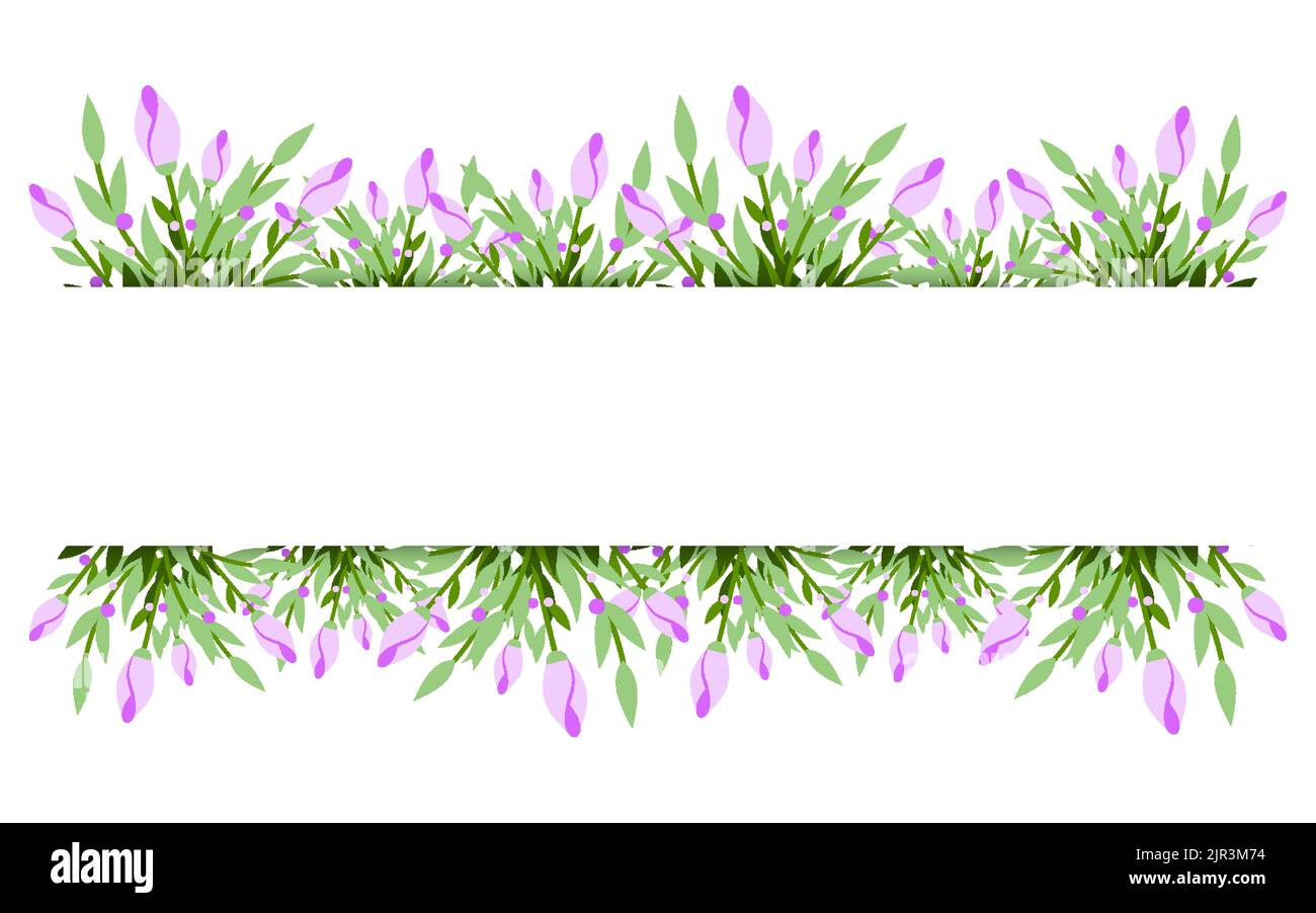 Viola fiore floreale mazzo banner primavera scheda piatta. Banner di invito per biglietti d'auguri dal design delicato. Romantico carino sfondo adesivo salvare data San Valentino etichetta primavera festa cartello isolato Illustrazione Vettoriale