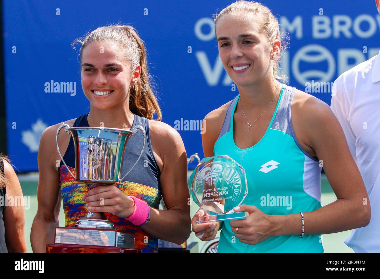 VANCOUVER,BC - Agosto 21: Incontro finale donne Valentini Grammatikopoulou(GRE) def Lucia Bronzetti (ITA)durante il giorno nove del 2022 Odlum Brown VanOpen all'Hollyburn Country Club il 21 agosto 2022, a West Vancouver, British Columbia, Canada.(Foto di Clelio Tomaz/Pximages Foto Stock