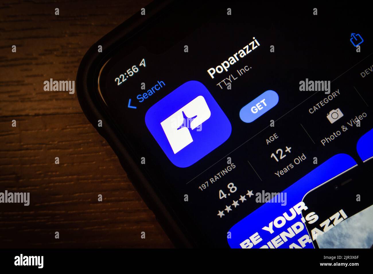 Vancouver, CANADA - Agosto 21 2022 : Pallarazzi app, un'app per la condivisione di foto sui social media che mette essenzialmente gli amici nei profili degli altri, in App Store Foto Stock