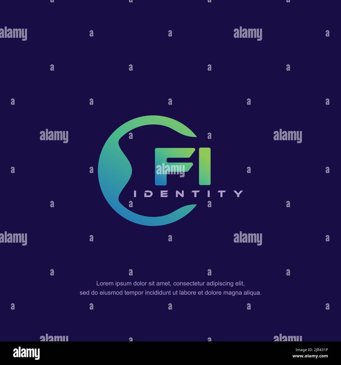 FI vettore modello logo linea circolare lettera iniziale con colore sfumato Illustrazione Vettoriale