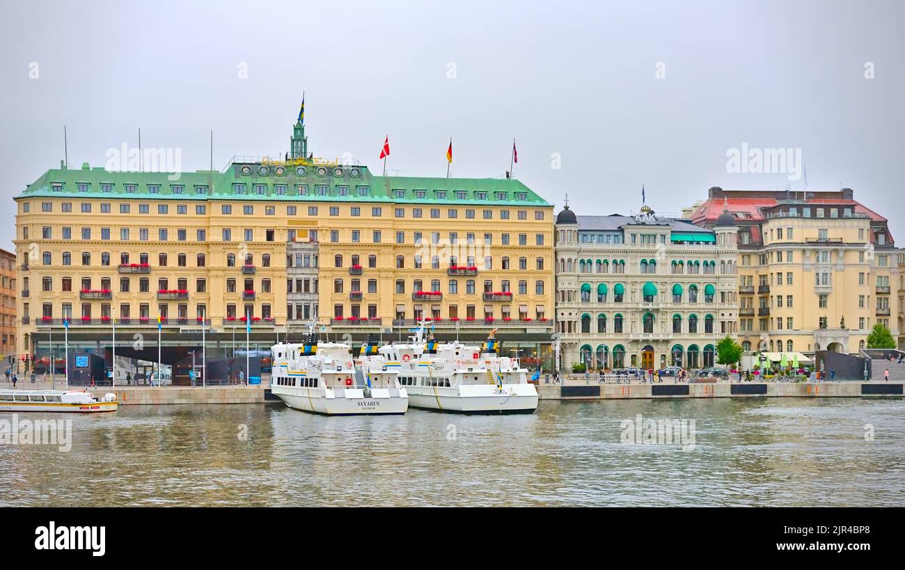Il Grand Hotel, Stoccolma, Svezia, Europa durante il giorno d'estate Foto Stock