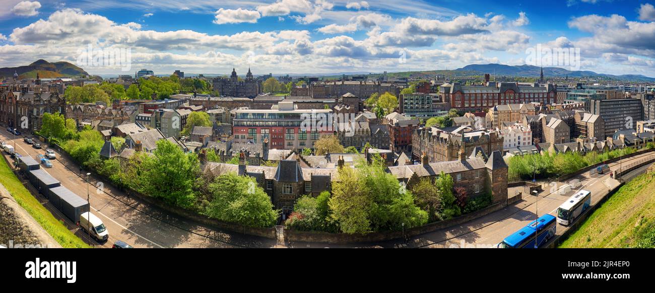 Victoria Street - panorama del centro storico di Edimburgo, Scozia - Grassmarket Foto Stock
