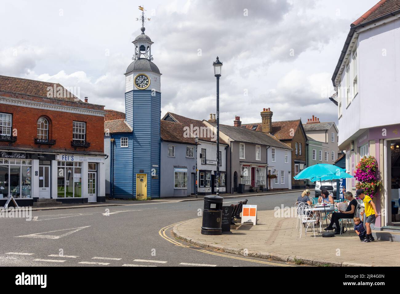 Queen Victoria Jubilee Clock Tower (1888), Stoneham Street, Coggeshall, Essex, Inghilterra, Regno Unito Foto Stock