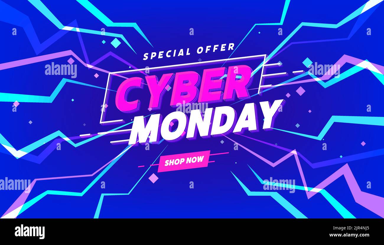 Modello di banner di vendita Cyber Monday per la promozione aziendale. Illustrazione Vettoriale