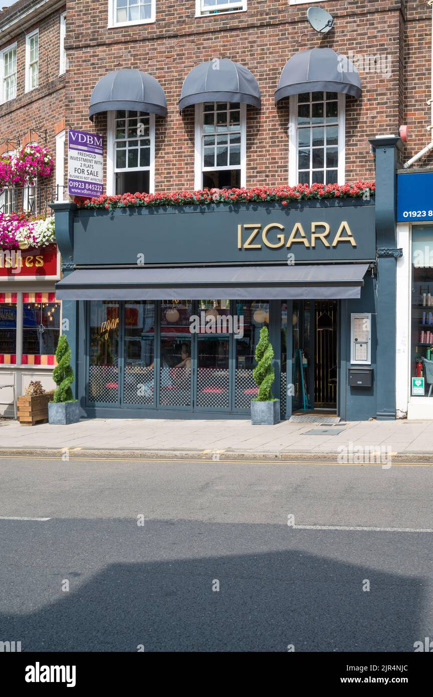 Esterno del ristorante turco Izgara a Green Lane, Northwood, Middlesex, Inghilterra, Regno Unito Foto Stock