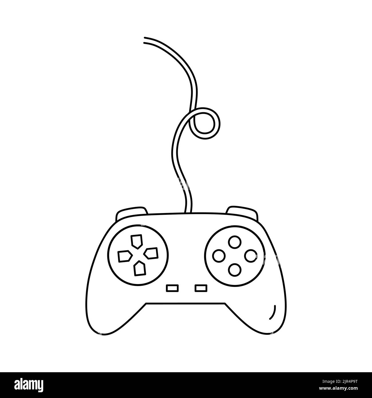 Controller per videogiochi, gamepad joystick isolato su sfondo bianco. Disegno vettoriale a mano in stile doodle. Perfetto per decorazioni, carte Illustrazione Vettoriale